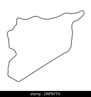 Syria country simplified map. Thin black outline contour. Simple vector icon Stock Vector