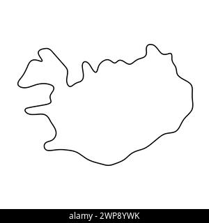 Iceland country simplified map. Thin black outline contour. Simple vector icon Stock Vector