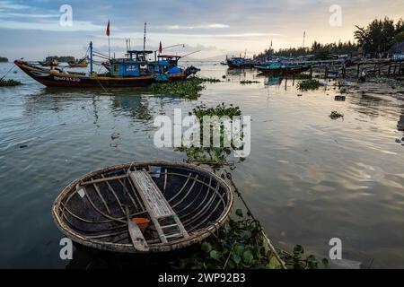 The fishing harbor of Hoi An in Vietnam Stock Photo