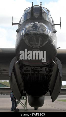 15/05/13   *** Video here:  http://www.youtube.com/watch?v=K6NZvaG2N2E  ***  A enthusiast stands under the open bomb bay doors.  On the 70th anniversa Stock Photo