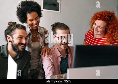 Software engineers working on project and programming in company. Startup business teamwork concept Stock Photo