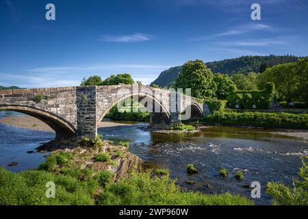 Pont Fawr, Three-arched bridge across Conwy river by Inigo Jones, Llanrwst, Wales Stock Photo