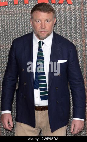 5 Mar 2024, London, England, UK - Guy Ritchie attending The Gentleman UK TV Premiere, Theatre Royal Drury Lane Stock Photo