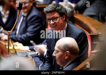 © Thomas Padilla/MAXPPP - 06/03/2024 ; Paris, FRANCE ; SEANCE DE QUESTIONS AU GOUVERNEMENT DANS L' HEMICYCLE DE L' ASSEMBLEE NATIONALE. PIERRE HENRI DUMONT. Session of questions to the Government at the French National Assembly in Paris, on March 06, 2024. Credit: MAXPPP/Alamy Live News Stock Photo