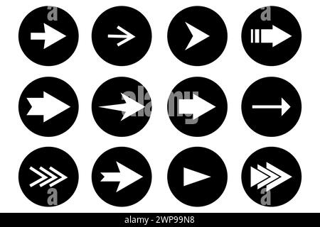 Arrow icons set in flat style. Design element. Hand click icon set. Arrow icon. Vector illustration. stock image. EPS 10. Stock Vector
