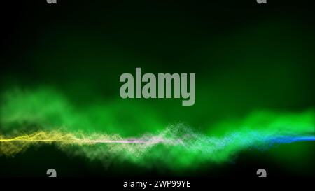 Waves of colored particles look like smoke, clouds or fog, abstract background Stock Photo