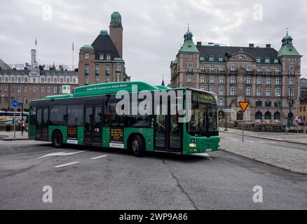 MALMO, SWEDEN - OCTOBER 26, 2014: MAN Lion's City bus in a streets of Malmo city near the central station Stock Photo