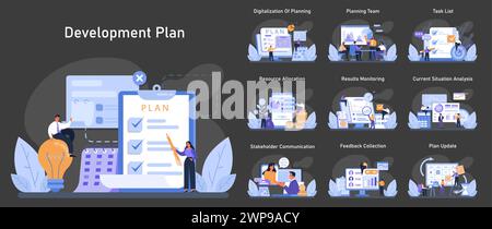 Development Plan set. Professionals navigate project phases ...