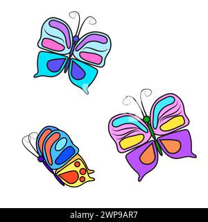 purple butterflies in realistic style. Vector illustration. stock image. EPS 10. Stock Vector