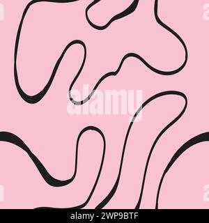 Seamless abstract pattern with squiggles and scribbles. Weaved curved lines. Chaotic ink scribbles decorative texture. Messy doodles, wavy and curly l Stock Vector