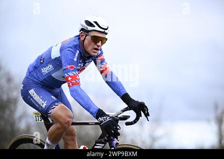 Mont Brouilly, France. 06th Mar, 2024. Swiss Sylvan Dillier of Alpecin-Deceuninck pictured in action during the fourth stage of the Paris-Nice eight days cycling stage race, a race of 183km from Chalon-sur-Saone to Mont Brouilly, France, Wednesday 06 March 2024. BELGA PHOTO JASPER JACOBS Credit: Belga News Agency/Alamy Live News Stock Photo