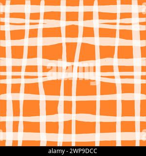 Vector hand drawn cute checkered pattern. Doodle Plaid geometrical simple texture. Crossing lines. Abstract cute delicate pattern ideal for fabric, te Stock Vector