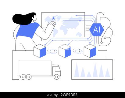 Enhanced Transparency with AI-Backed Blockchain abstract concept vector illustration. Stock Vector