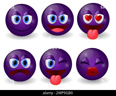 Smiley Glossy Icons set isolated, Vector Illustration Stock Vector