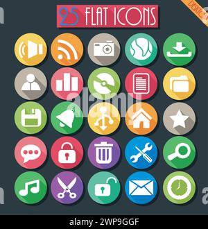 Desktop Flat Icons Set isolated, Vector Illustration Stock Vector