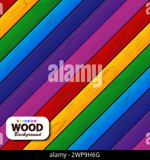 Colorful Rainbow Wooden Background, Vector Illustration Stock Vector