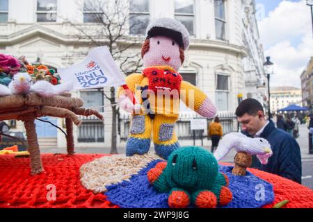 London, UK. 6th March 2024. A post box topper celebrates the 200th anniversary of the Royal National Lifeboat Institution (RNLI) in Covent Garden.  Credit: Vuk Valcic/Alamy Live News Stock Photo