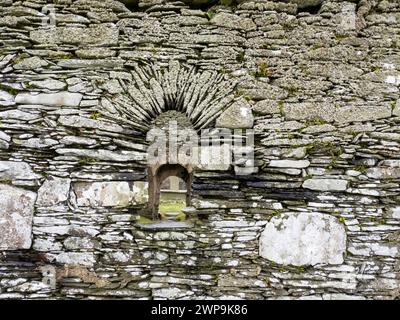 Kilnave Chapel on Loch Gruinart, Islay, Scotland, UK, that was built around late 1300's. Stock Photo