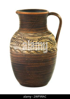 clay jug isolated on white background Stock Photo