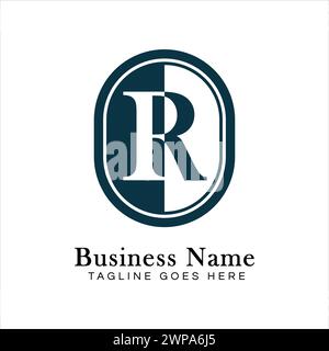 Letter R Logo in Oval shape. Alphabet R Business Icon in Round Shape Stock Vector