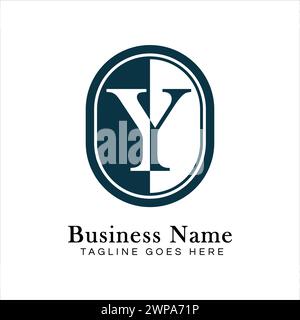 Letter Y Logo in Oval shape. Alphabet Y Business Icon in Round Shape Stock Vector