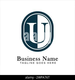 Letter U Logo in Oval shape. Alphabet U Business Icon in Round Shape Stock Vector