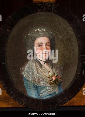 Portrait of a woman in a blue dress;  18th century (1700-00-00-1799-00-00);Women, German painting, pendant, portraits, female portraits, portraits in an oval, message (provenance) of KP Stock Photo