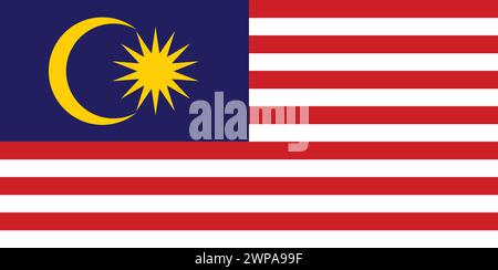 National Flag of Malaysia Vector, Malaysia Flag, Malaysia sign Stock Vector