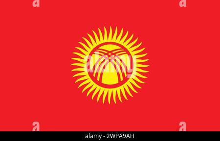 National Flag of Kyrgyzstan, Kyrgyzstan Flag, Kyrgyzstan sign Stock Vector