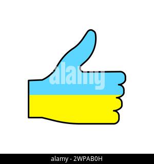 Like the colors of the flag of Ukraine. Winner gesture. No war. Finger gesture. Vector illustration. stock image. EPS 10. Stock Vector
