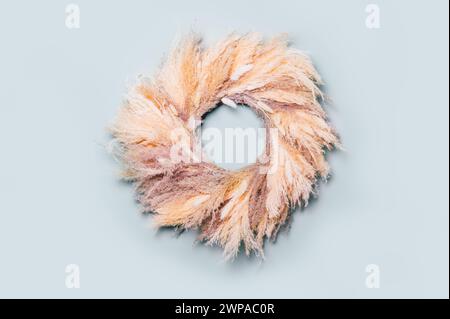 Wreath from Dried Pampas Grass Stock Photo
