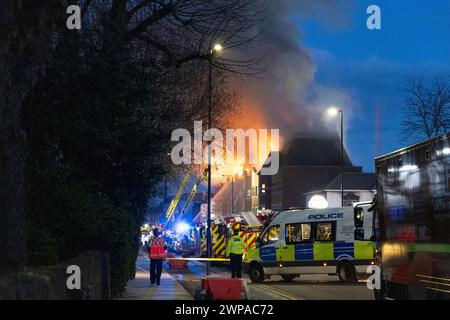 6 March 2024 - Forest Gate Police Station Fire on Romford Road, London, England Stock Photo