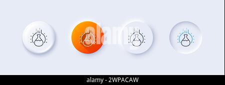 Chemistry experiment line icon. Neumorphic, Orange gradient, 3d pin buttons. Laboratory flask sign. Analysis symbol. Line icons. Neumorphic buttons wi Stock Vector