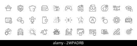 Smartphone protection, Technical documentation and Warning line icons. For web app, printing. Line icons. Vector Stock Vector