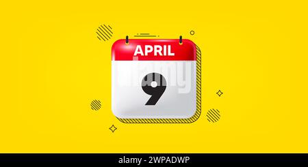 Icon calendar day - 9 April. 9th days of the month, vector illustration ...
