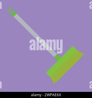 Long House Cleaning Brush Vector Illustration Icon Cleaning Brush mop Stock Vector