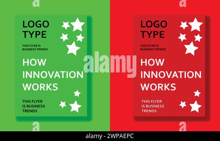 Flyer modern template design in green and red color with star brochure cover, template  presentation or flyer, Royalty-free graphic illustration-Ģ����ý Stock Vector