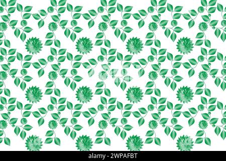 Green Seamless Flower Pattern with Leaf on White Background for Print and Decoration Royalty-Free Stock Photo | Ģ����ý Stock Vector