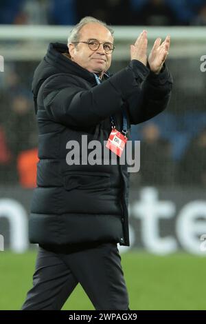 San Sebastian, Espagne. 06th Mar, 2024. PSG manager Luis Campos celebrates the victory following the UEFA Champions League, Round of 16, 2nd leg football match between Real Sociedad and Paris Saint-Germain (PSG) on March 5, 2024 at Reale Arena in San Sebastian, Spain - Photo Jean Catuffe/DPPI Credit: DPPI Media/Alamy Live News Stock Photo