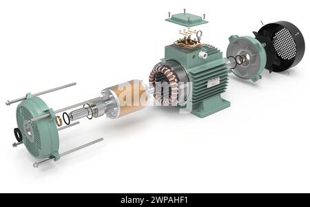 Exploded view of an Electric Motor Stock Photo