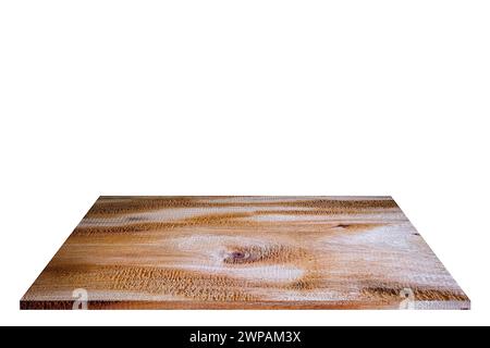 Empty wooden plank material on square shape for place product and other, isolated on white background Stock Photo