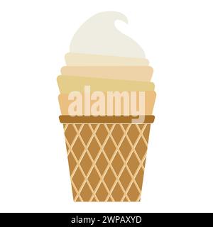 Vector illustration of ice cream. Waffle cup with ice cream. Stock Vector