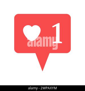 Notification in Social Media. One heart. Vector illustration. Stock Vector