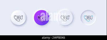 360 degree line icon. VR technology simulation sign. Panoramic view. Line icons. Vector Stock Vector