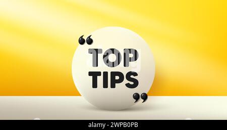 Top tips symbol. Education faq sign. Circle frame, product stage background. Vector Stock Vector