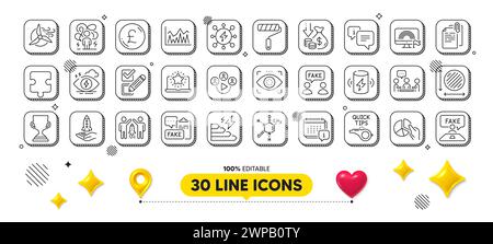 Deflation, Charge battery and Paint roller line icons pack. For web app. 3d design elements. Vector Stock Vector