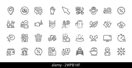 Teamwork, Difficult stress and Charging time line icons pack. For web app. Line icons. Vector Stock Vector