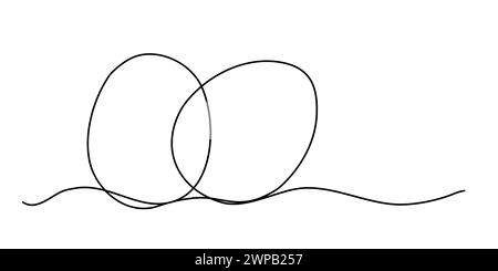 Two Easter eggs in line art style, outline for colouring book, vector illustration Stock Vector