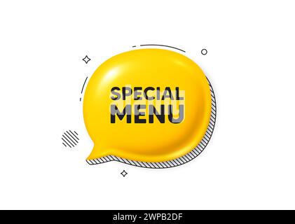 Special menu tag. Kitchen food offer. Comic speech bubble 3d icon. Vector Stock Vector