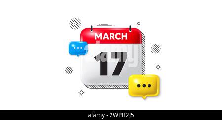 17th day of the month icon. Event schedule date. Calendar date of March 3d icon. Vector Stock Vector